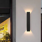 Modern Slim Rectangular LED Outdoor Wall Sconce Lamp 2-Light