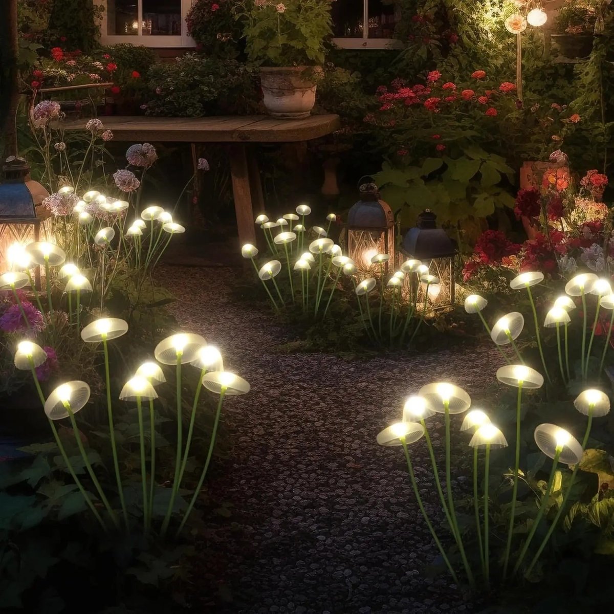 Modern Solar Mushroom LED Garden Stake Light 1-Light