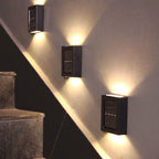 Modern Square 2-Light LED Solar Wall Sconce Lamp