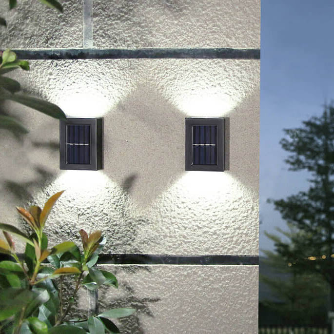 Modern Square 2-Light LED Solar Wall Sconce Lamp