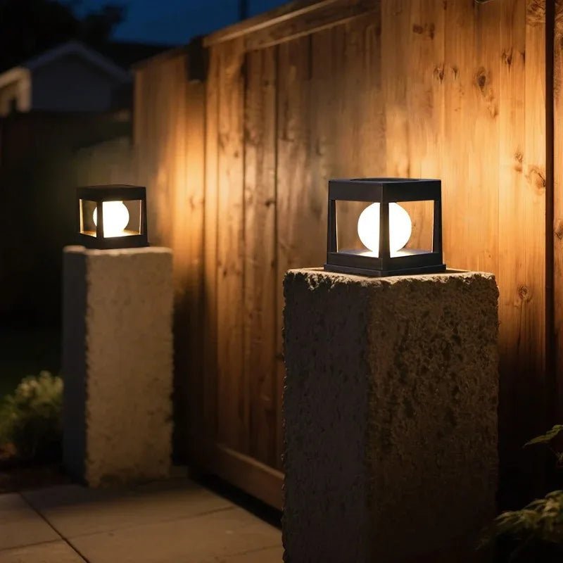 Modern Square Solar LED Globe Floor Light 1-Light