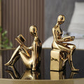Abstract Bookends Resin Glossy Surface Set of 2 Compact Design