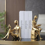 Abstract Bookends Resin Glossy Surface Set of 2 Compact Design