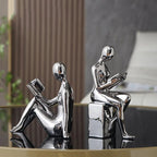 Abstract Bookends Resin Glossy Surface Set of 2 Compact Design