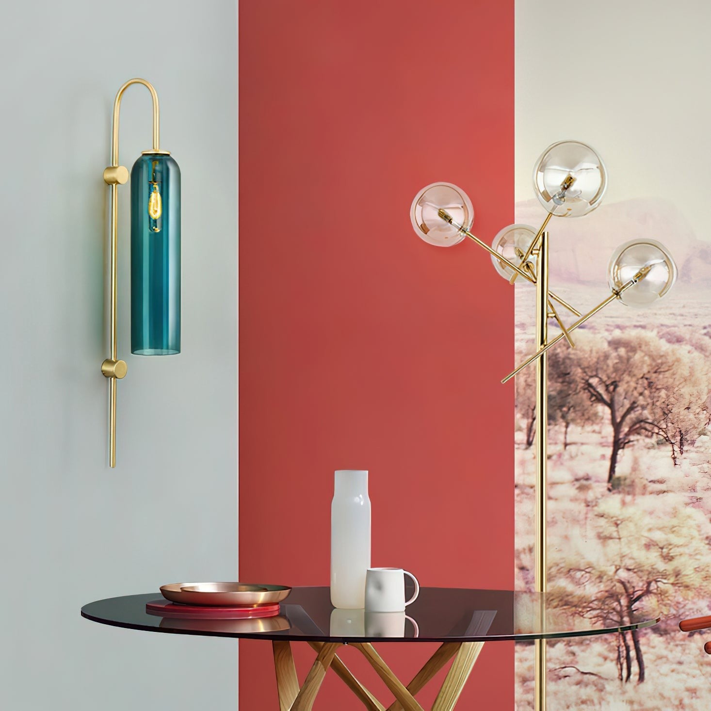 Modern Mouth-Blown Glass Tube Wall Lamp