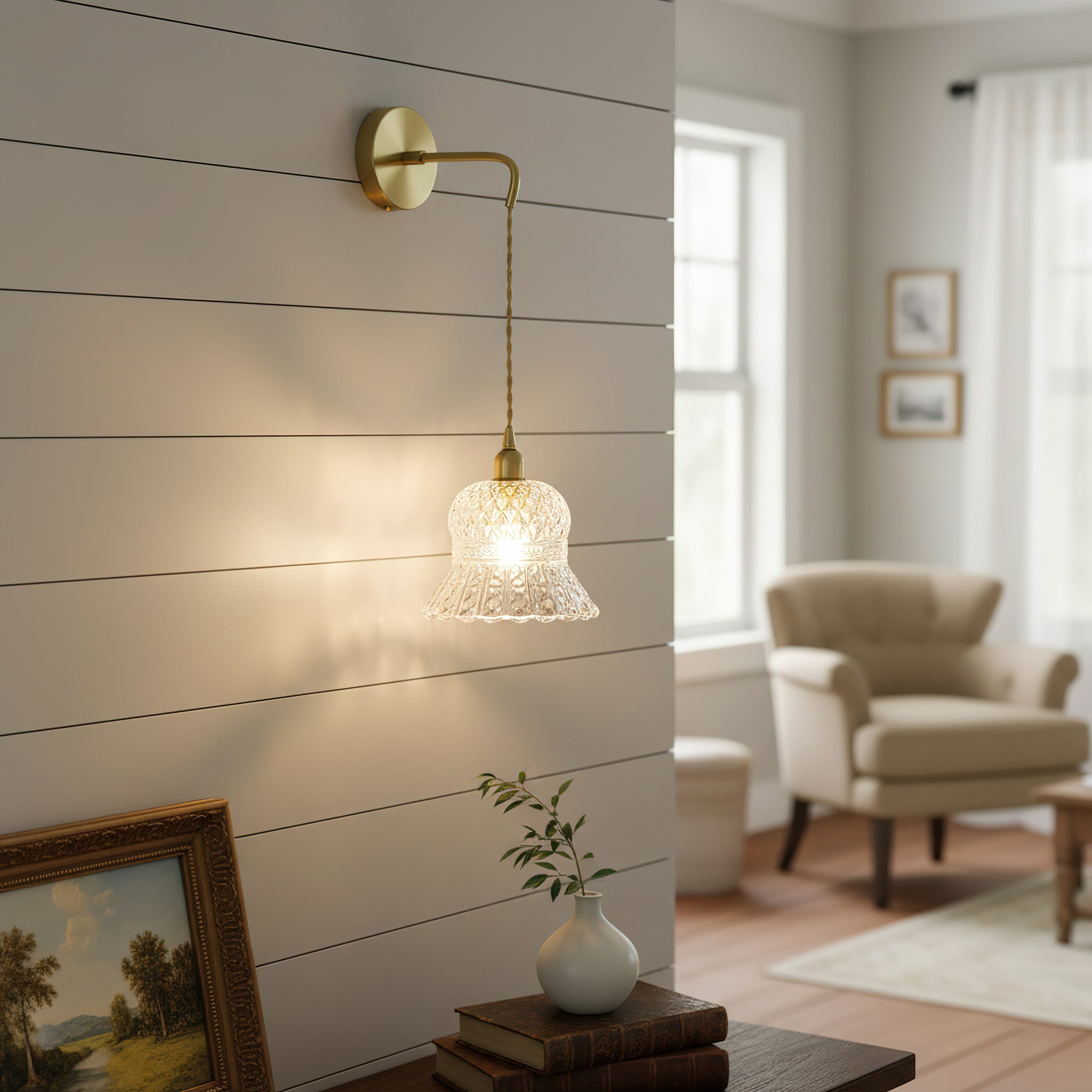 Modern Brass Flower Stem Wall Light