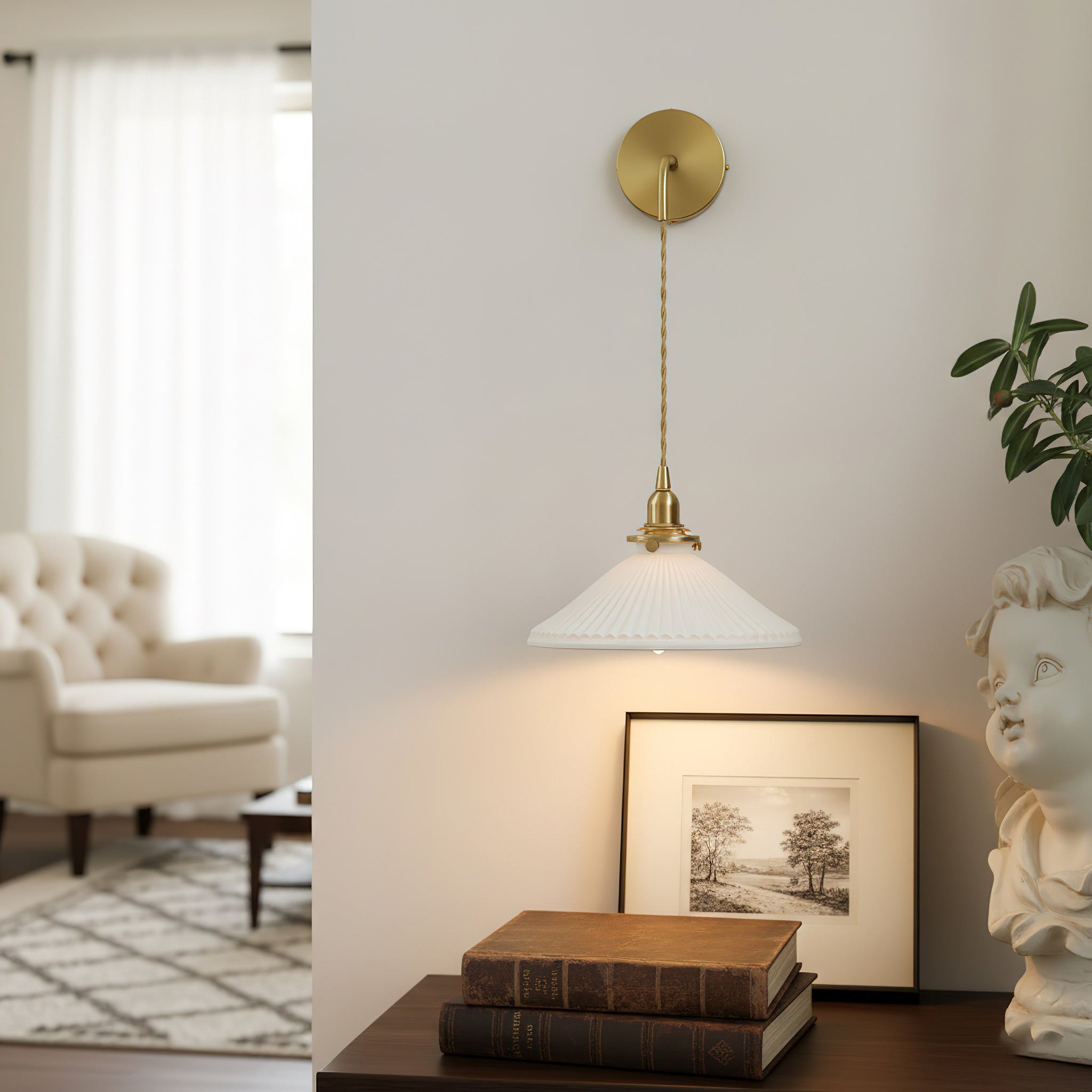 Modern Brass Flower Stem Wall Light