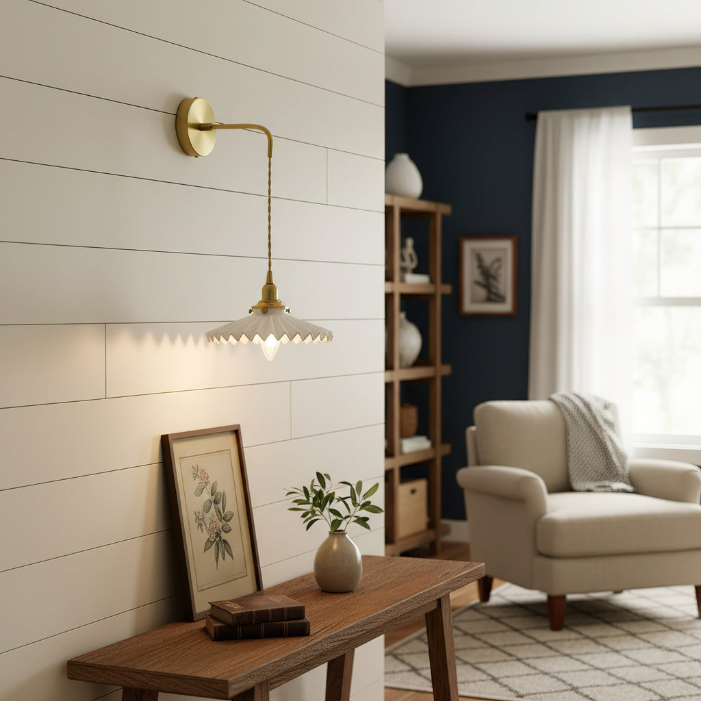 Modern Brass Flower Stem Wall Light