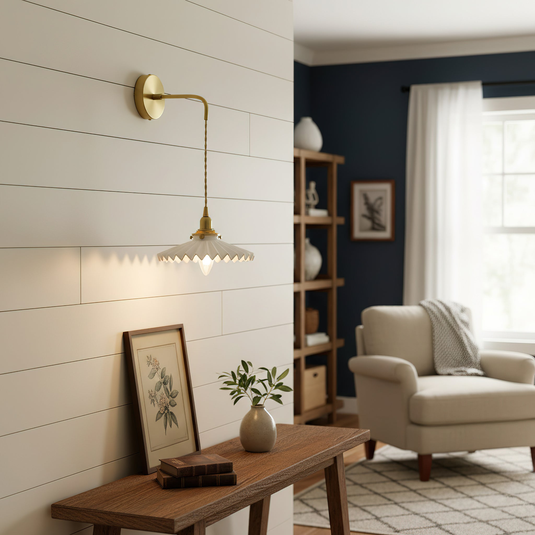 Modern Brass Flower Stem Wall Light
