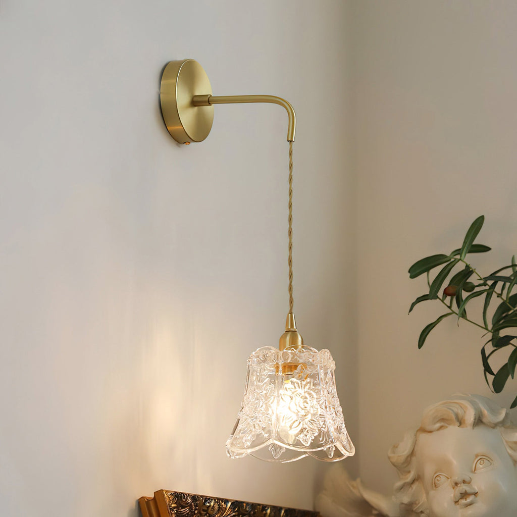 Modern Brass Flower Stem Wall Light