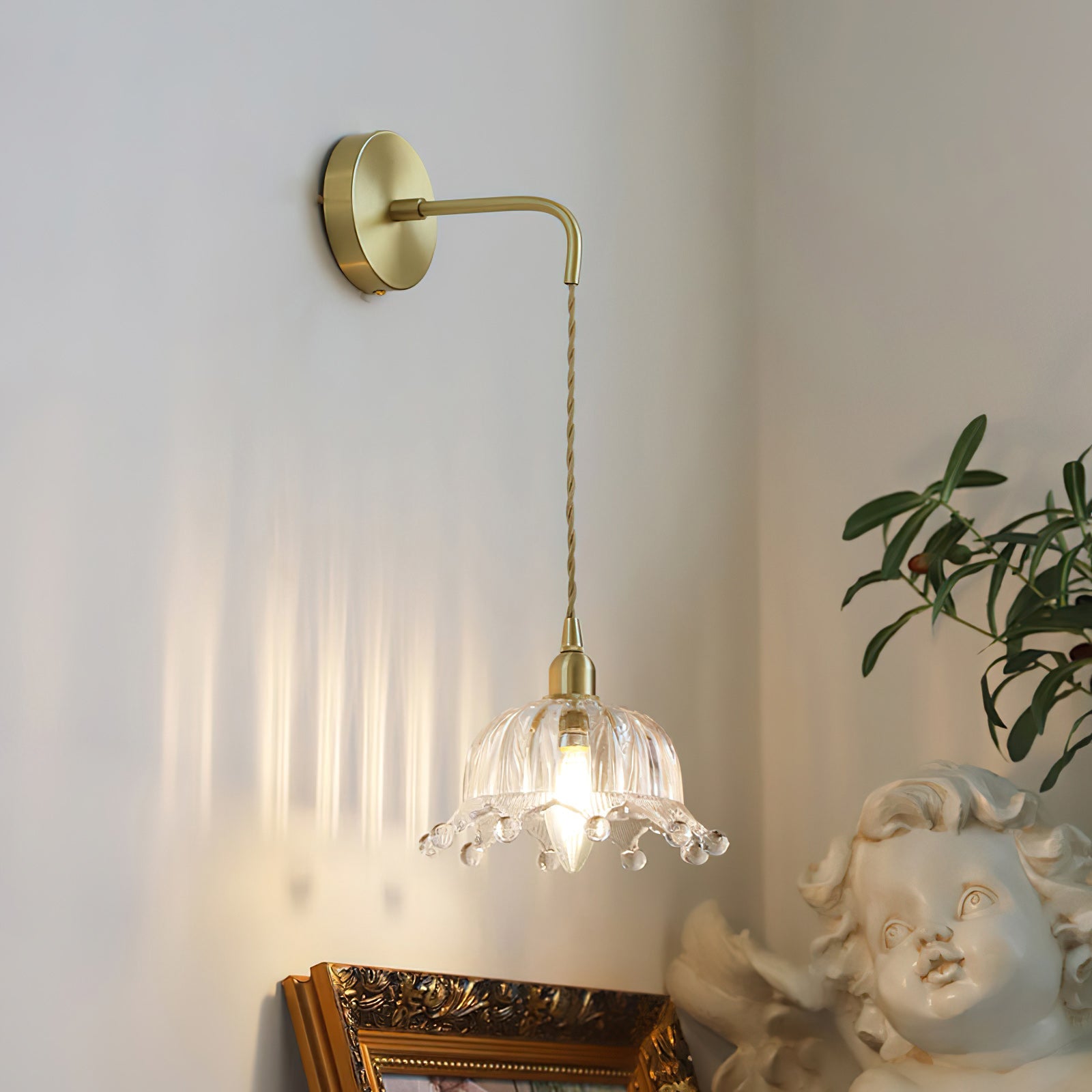 Modern Brass Flower Stem Wall Light