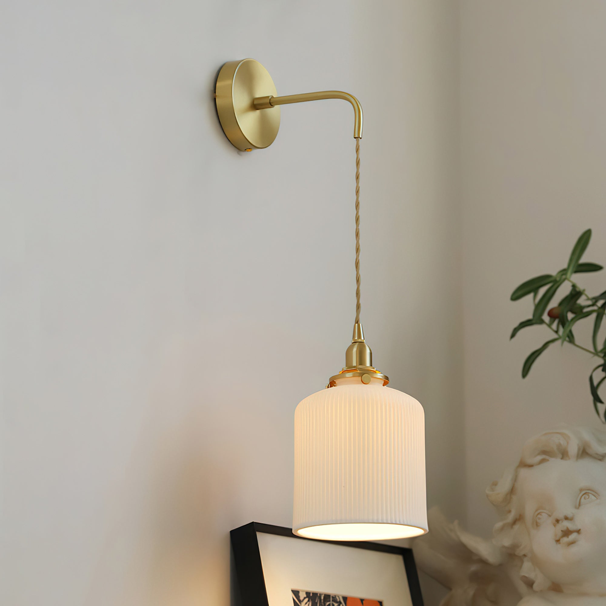 Modern Brass Flower Stem Wall Light