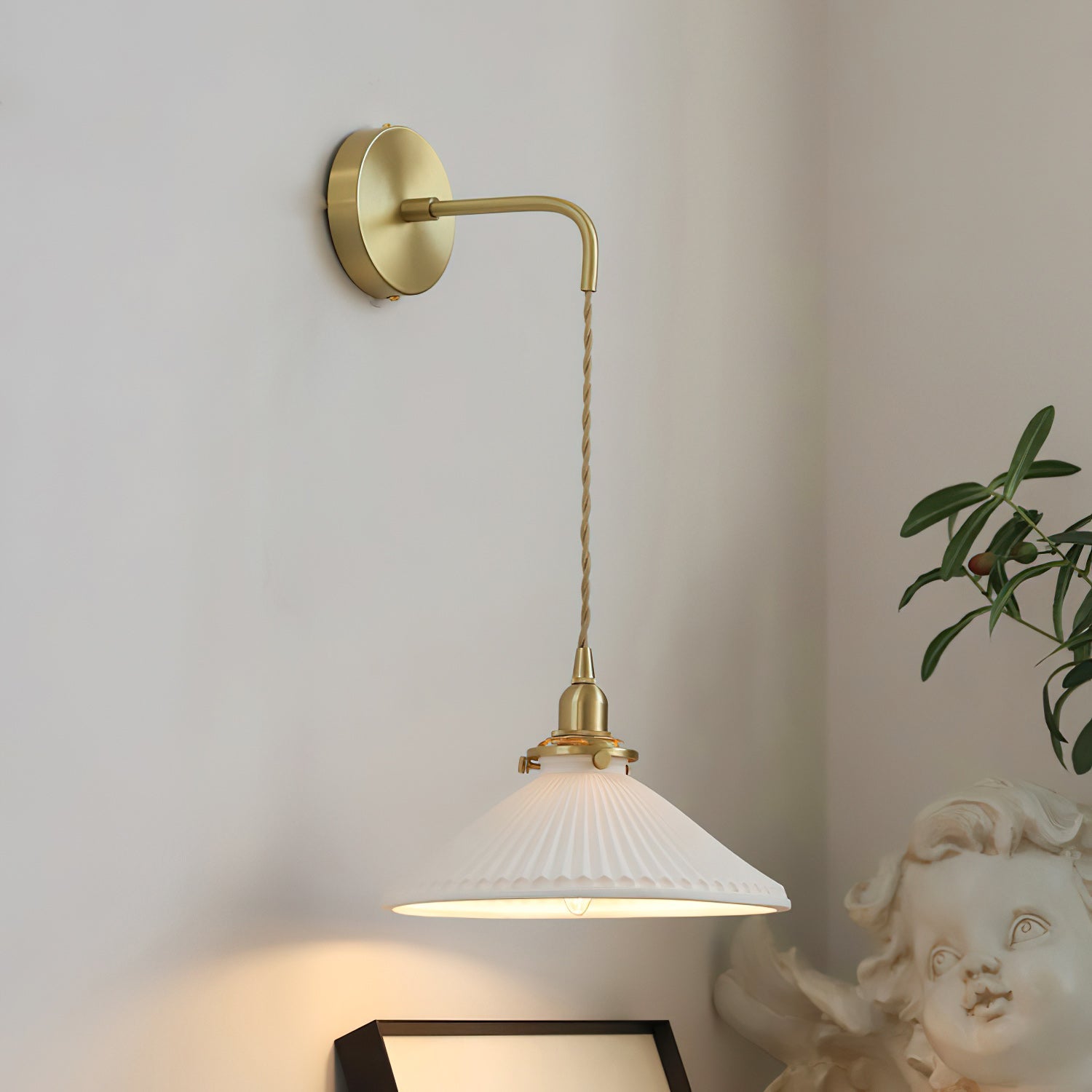 Modern Brass Flower Stem Wall Light