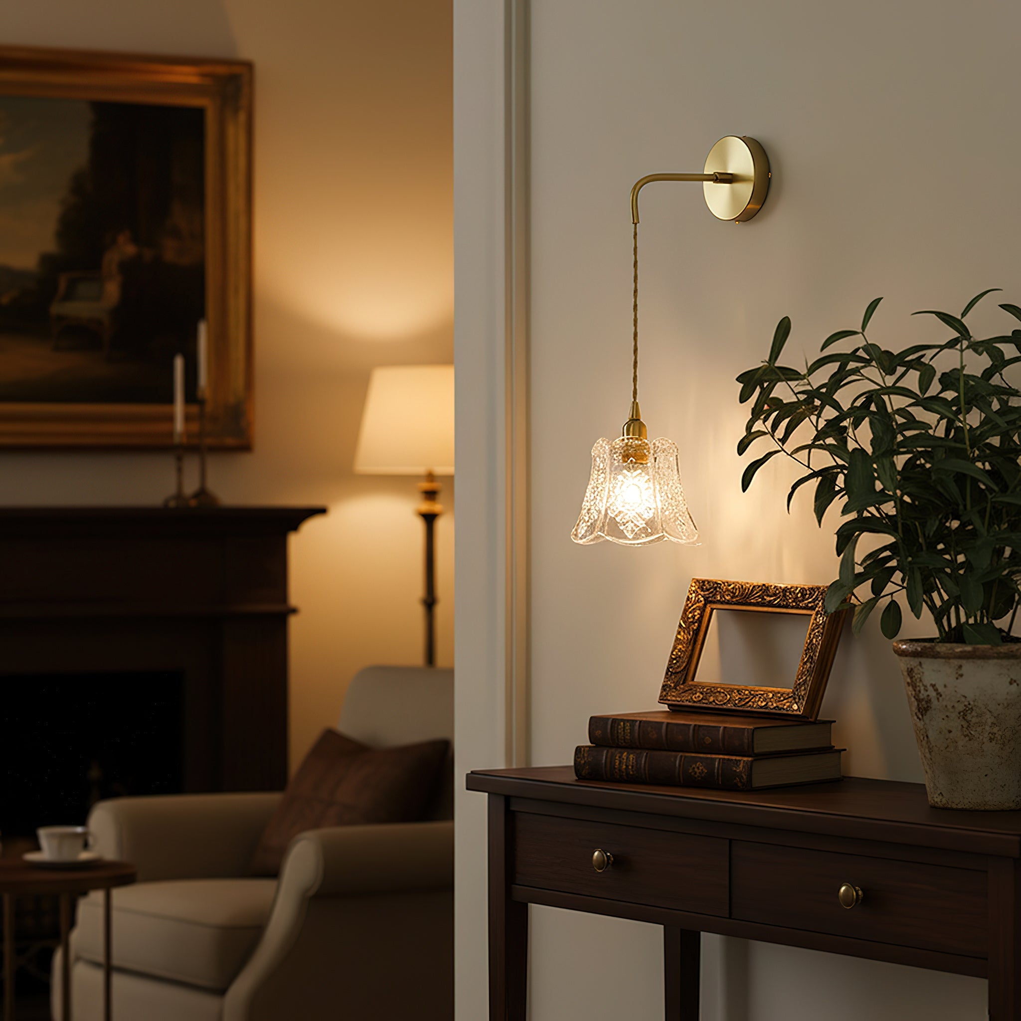 Modern Brass Flower Stem Wall Light