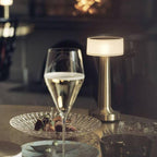 LED Dining Lamp Wireless Rechargeable Metal Table Light Gold Finish