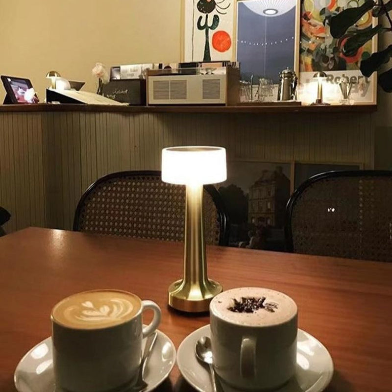 LED Dining Lamp Wireless Rechargeable Metal Table Light Gold Finish