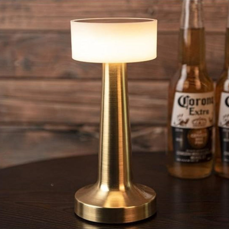 LED Dining Lamp Wireless Rechargeable Metal Table Light Gold Finish