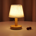 Modern LED Table Lamp with Vintage Linen Shade - USB Plug-In for Bedside or Living Room