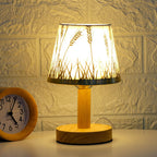 Modern LED Table Lamp with Vintage Linen Shade - USB Plug-In for Bedside or Living Room