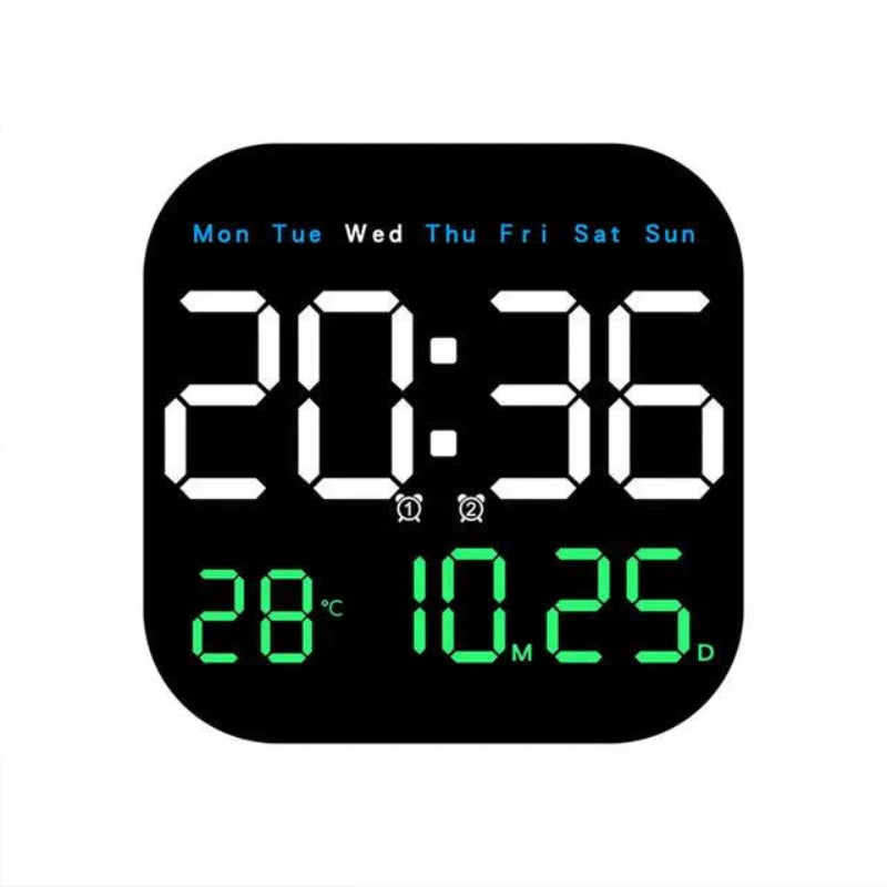 LED Wall Clock Remote Control Temperature Display Digital Wall Clock