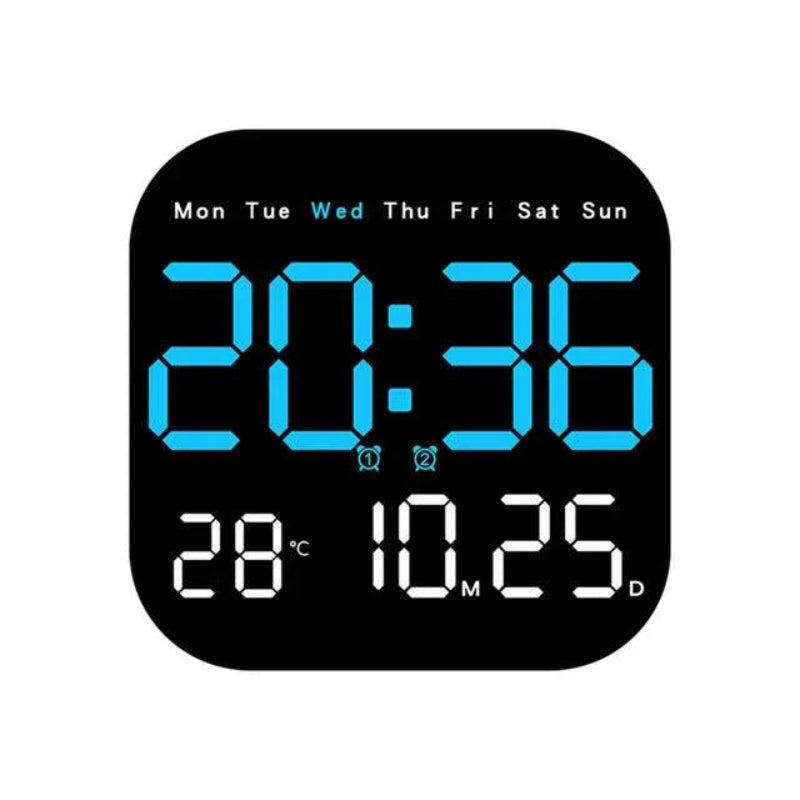 LED Wall Clock Remote Control Temperature Display Digital Wall Clock