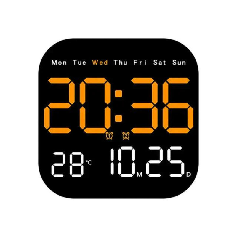 LED Wall Clock Remote Control Temperature Display Digital Wall Clock