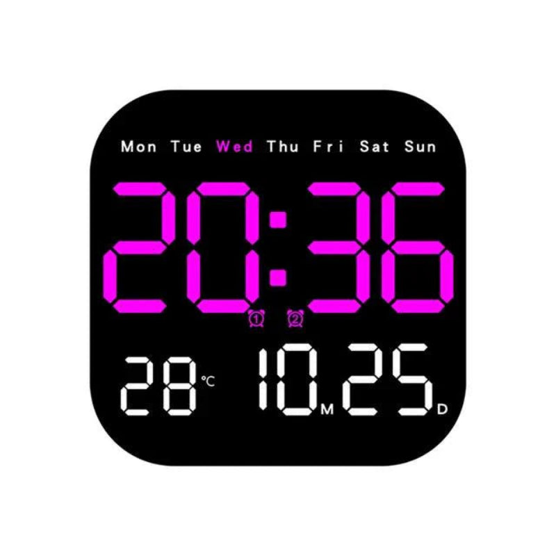 LED Wall Clock Remote Control Temperature Display Digital Wall Clock
