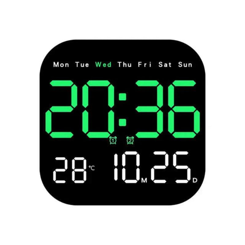 LED Wall Clock Remote Control Temperature Display Digital Wall Clock