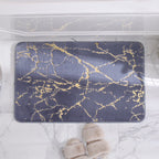 Modern Marble Bath Mat with Gold Accents, Non-Slip Absorbent Bathroom Rug