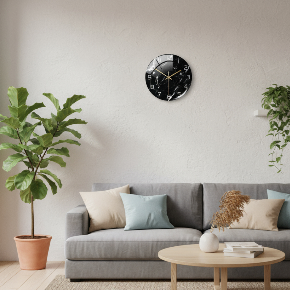 Marble Wall Clock, Silent Mechanism, Acrylic Build