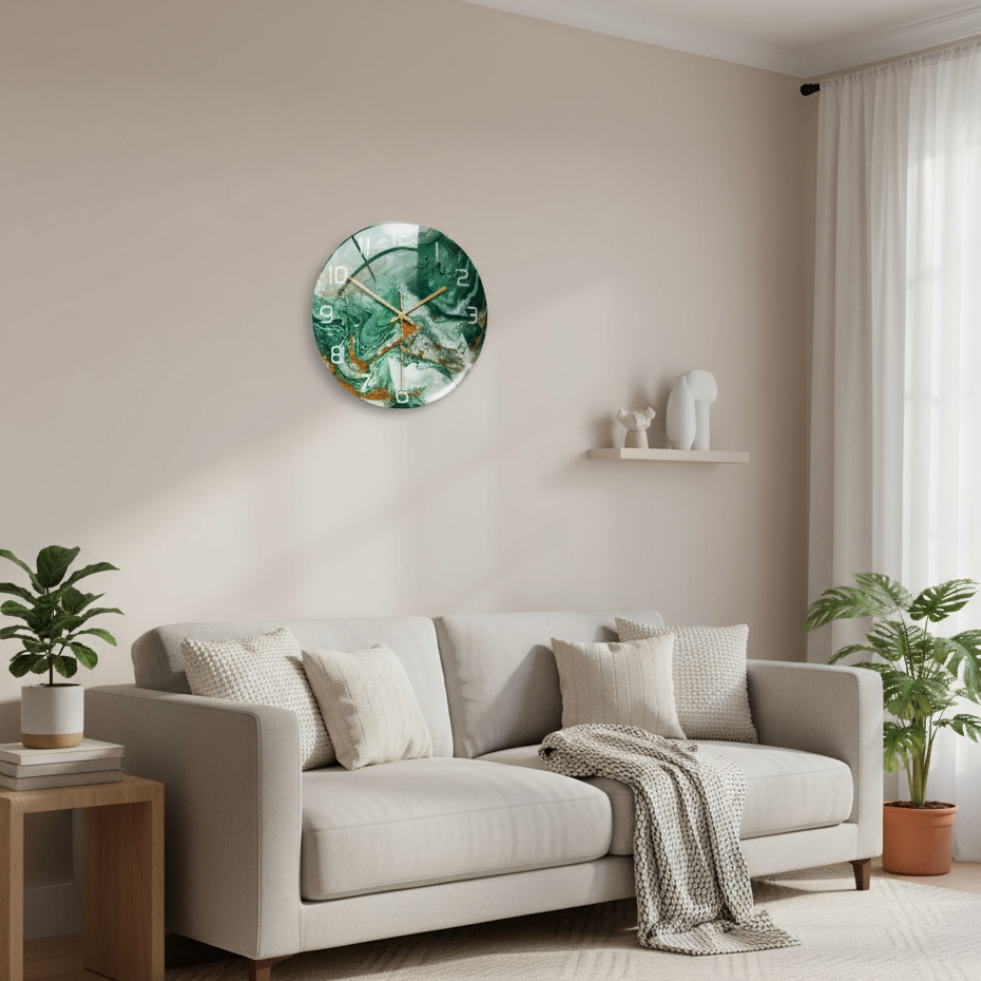 Marble Wall Clock, Silent Mechanism, Acrylic Build