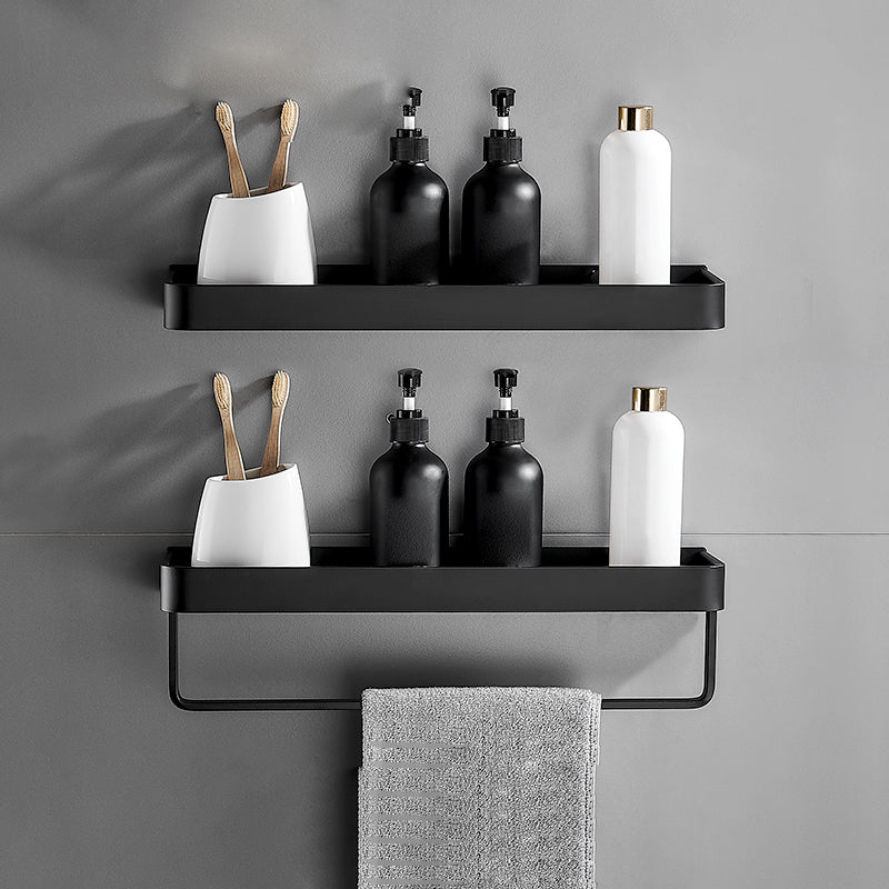 Bathroom Shelf Aluminum Matte Black Wall Mounted Storage Adhesive or Drill Mount