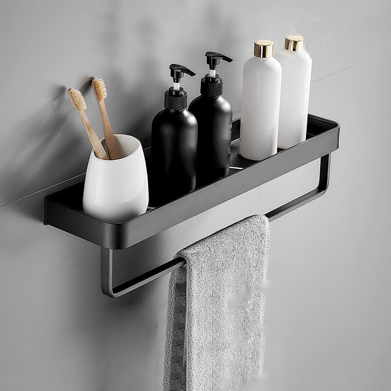 Bathroom Shelf Aluminum Matte Black Wall Mounted Storage Adhesive or Drill Mount