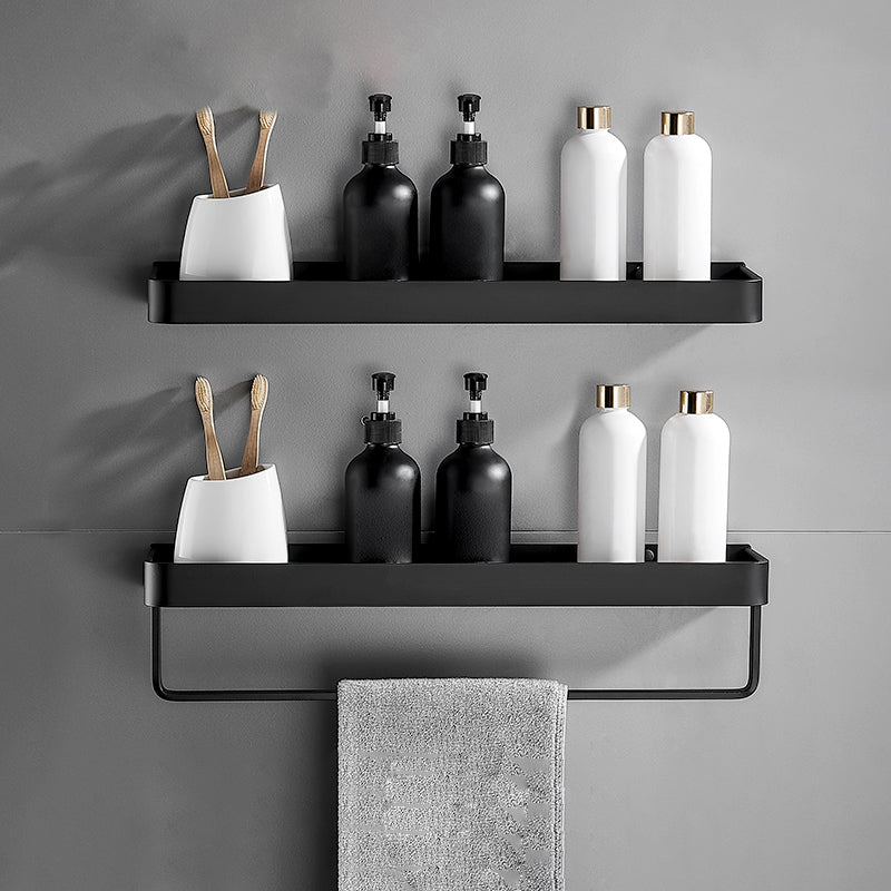 Bathroom Shelf Aluminum Matte Black Wall Mounted Storage Adhesive or Drill Mount
