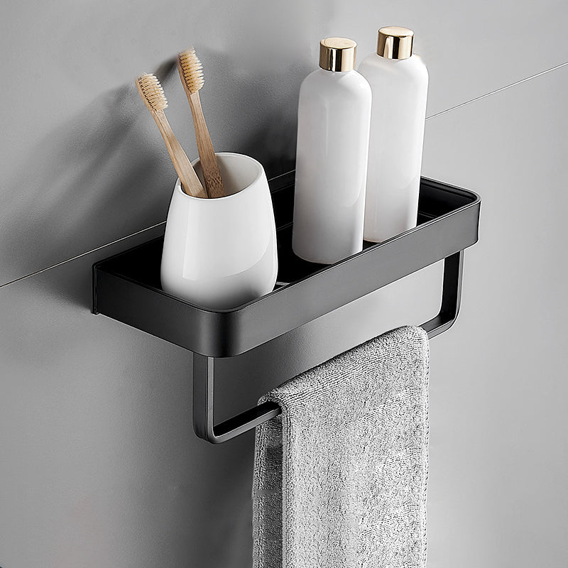 Bathroom Shelf Aluminum Matte Black Wall Mounted Storage Adhesive or Drill Mount