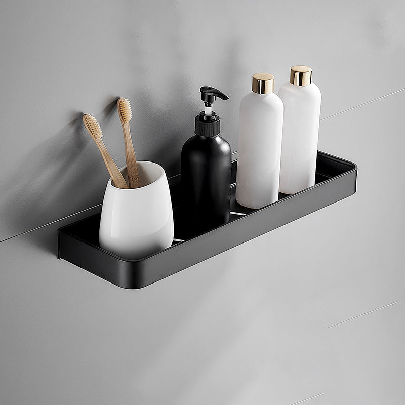 Bathroom Shelf Aluminum Matte Black Wall Mounted Storage Adhesive or Drill Mount