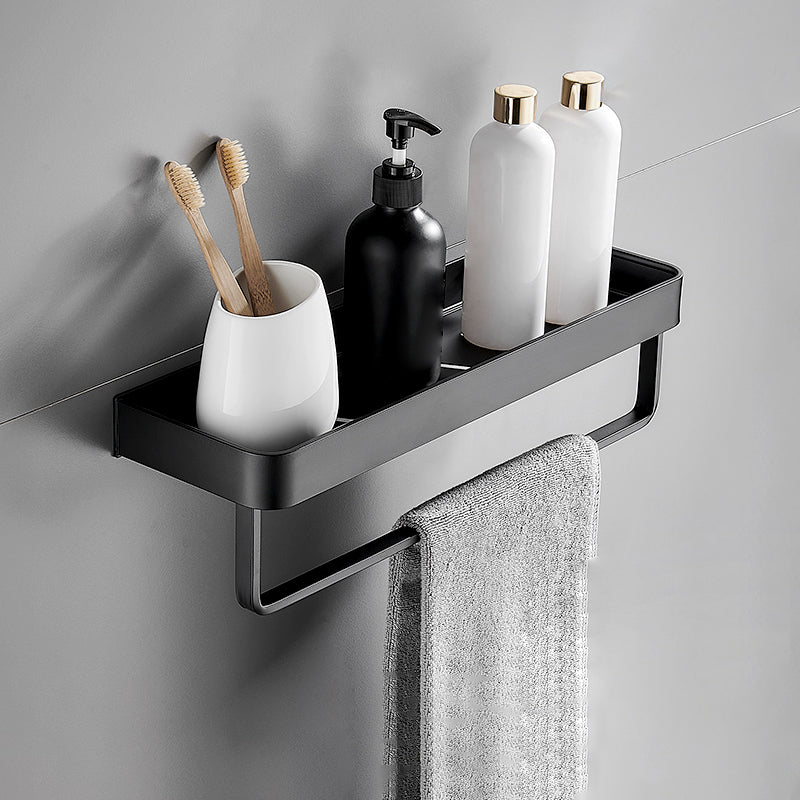 Bathroom Shelf Aluminum Matte Black Wall Mounted Storage Adhesive or Drill Mount