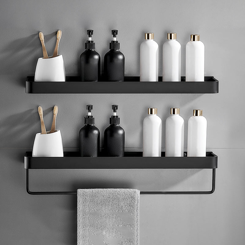Bathroom Shelf Aluminum Matte Black Wall Mounted Storage Adhesive or Drill Mount