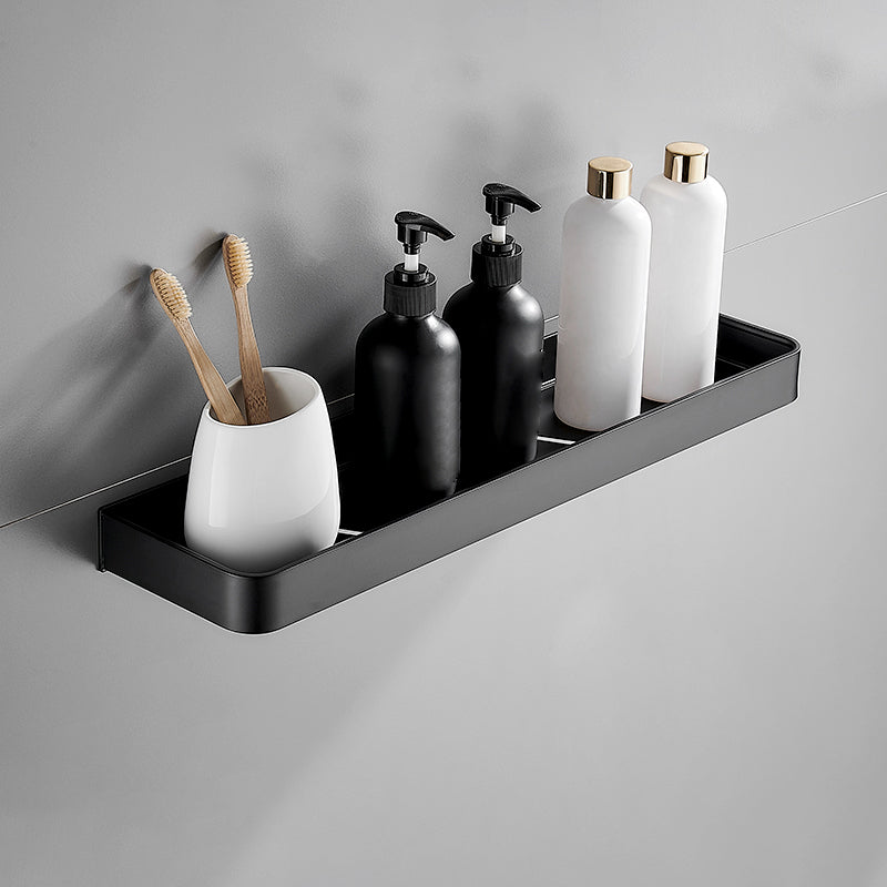 Bathroom Shelf Aluminum Matte Black Wall Mounted Storage Adhesive or Drill Mount