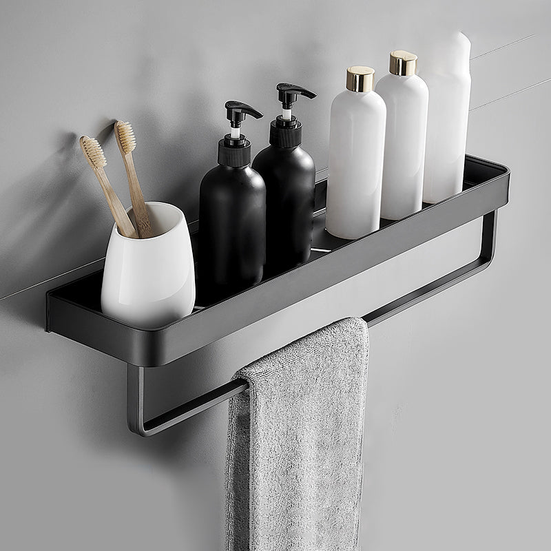 Bathroom Shelf Aluminum Matte Black Wall Mounted Storage Adhesive or Drill Mount