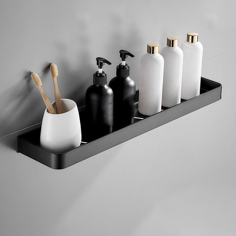 Bathroom Shelf Aluminum Matte Black Wall Mounted Storage Adhesive or Drill Mount