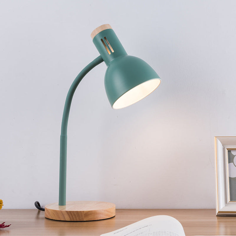 Modern Minimalist Table Lamp with Adjustable Arm and Wooden Base – Stylish Bedroom and Living Room Lighting