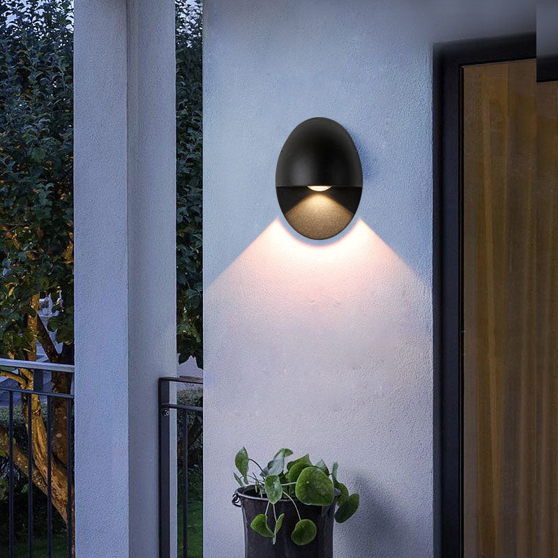 LED Outdoor Wall Sconce Oval 5W 3000K Warm White Downlight Minimalist Design