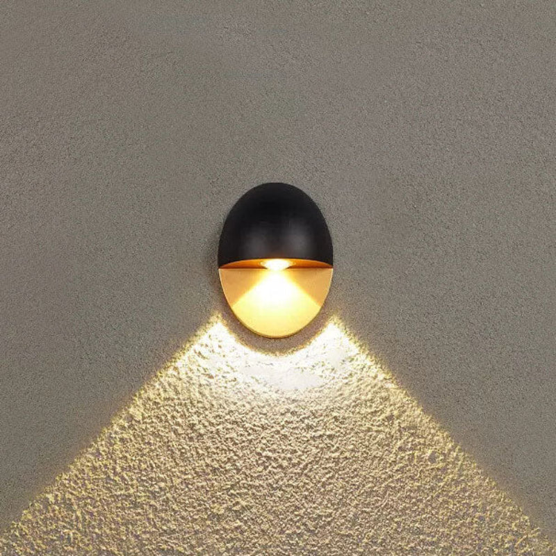LED Outdoor Wall Sconce Oval 5W 3000K Warm White Downlight Minimalist Design