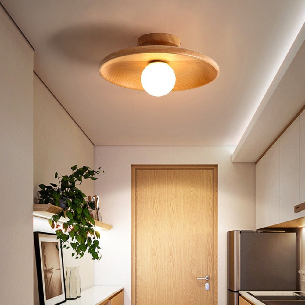 Flush Mount Ceiling Light LED Wood Shade 18 to 35 cm 110 to 240V