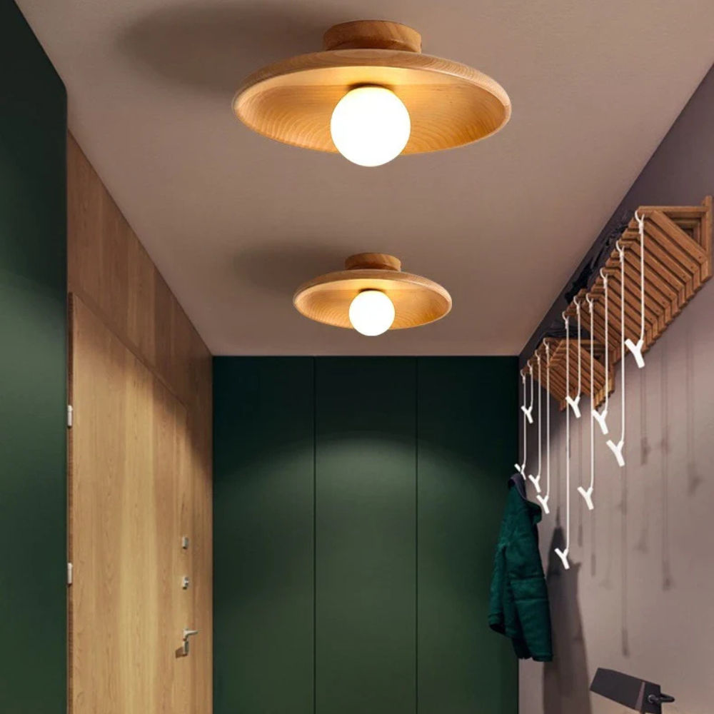Flush Mount Ceiling Light LED Wood Shade 18 to 35 cm 110 to 240V