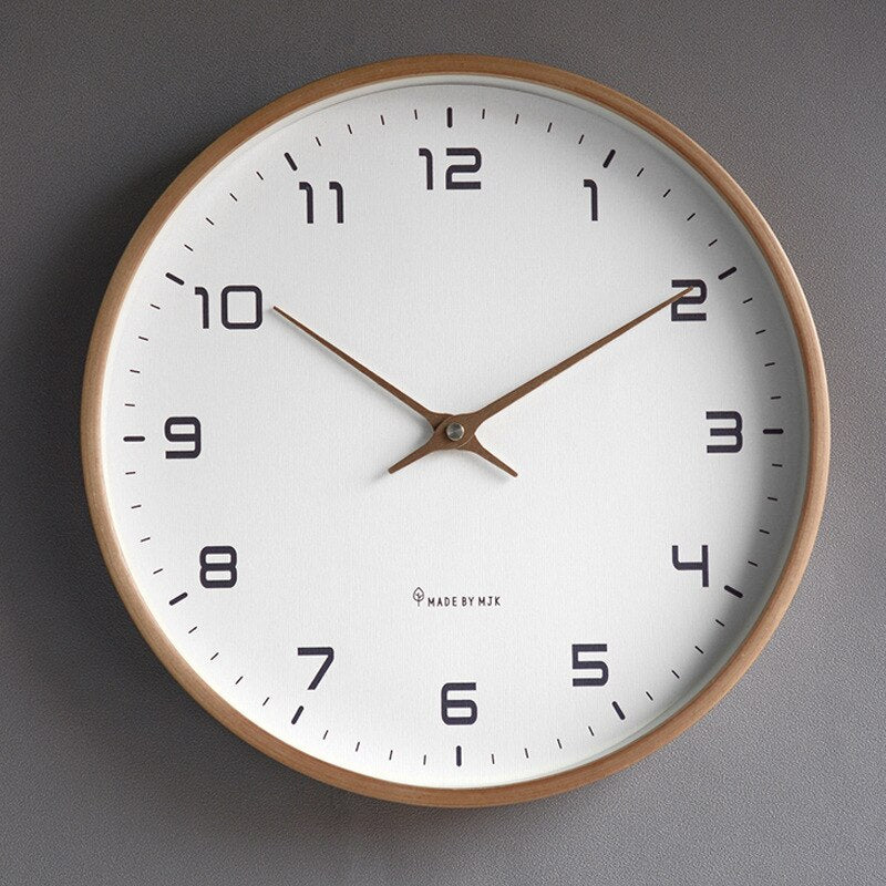 Modern Scandinavian Wooden Wall Clock – Minimalist Design in Natural Wood Tone for Kitchen and Living Room