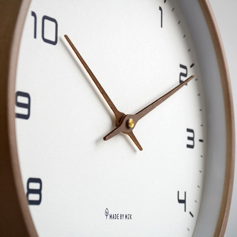 Modern Scandinavian Wooden Wall Clock – Minimalist Design in Natural Wood Tone for Kitchen and Living Room
