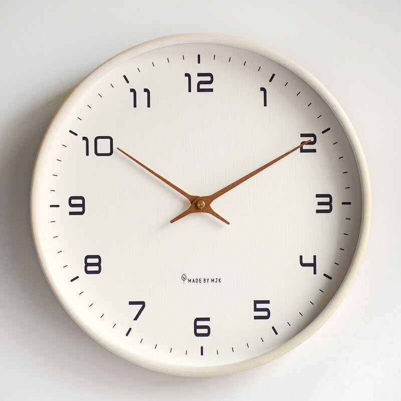 Modern Scandinavian Wooden Wall Clock – Minimalist Design in Natural Wood Tone for Kitchen and Living Room