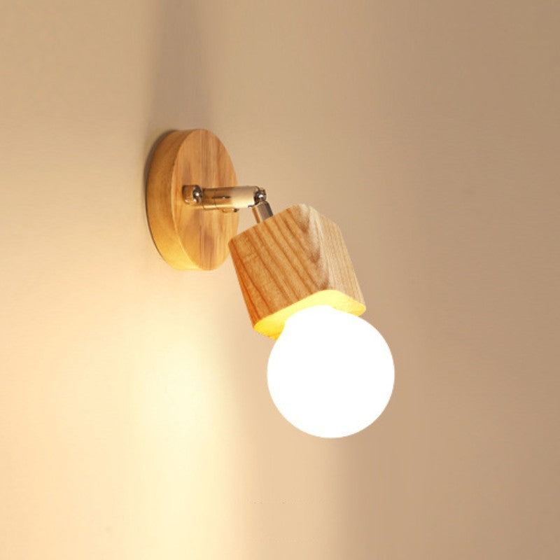 Wall Sconce Wood and Metal Adjustable Wall Light IP44 Rated E26 E27 Fixture